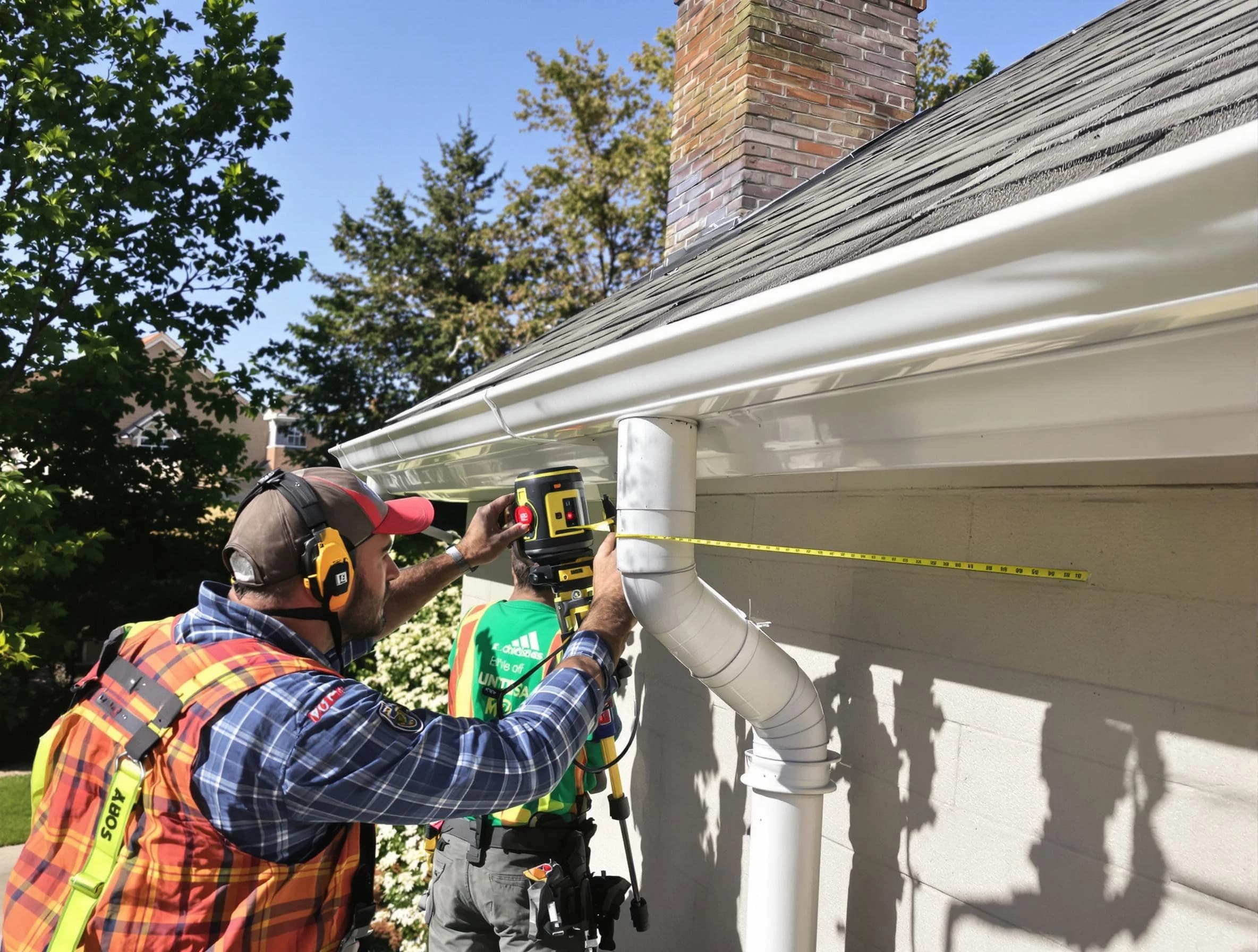 Fairview Park Roofing Company installing downspouts at a property in Fairview Park, OH