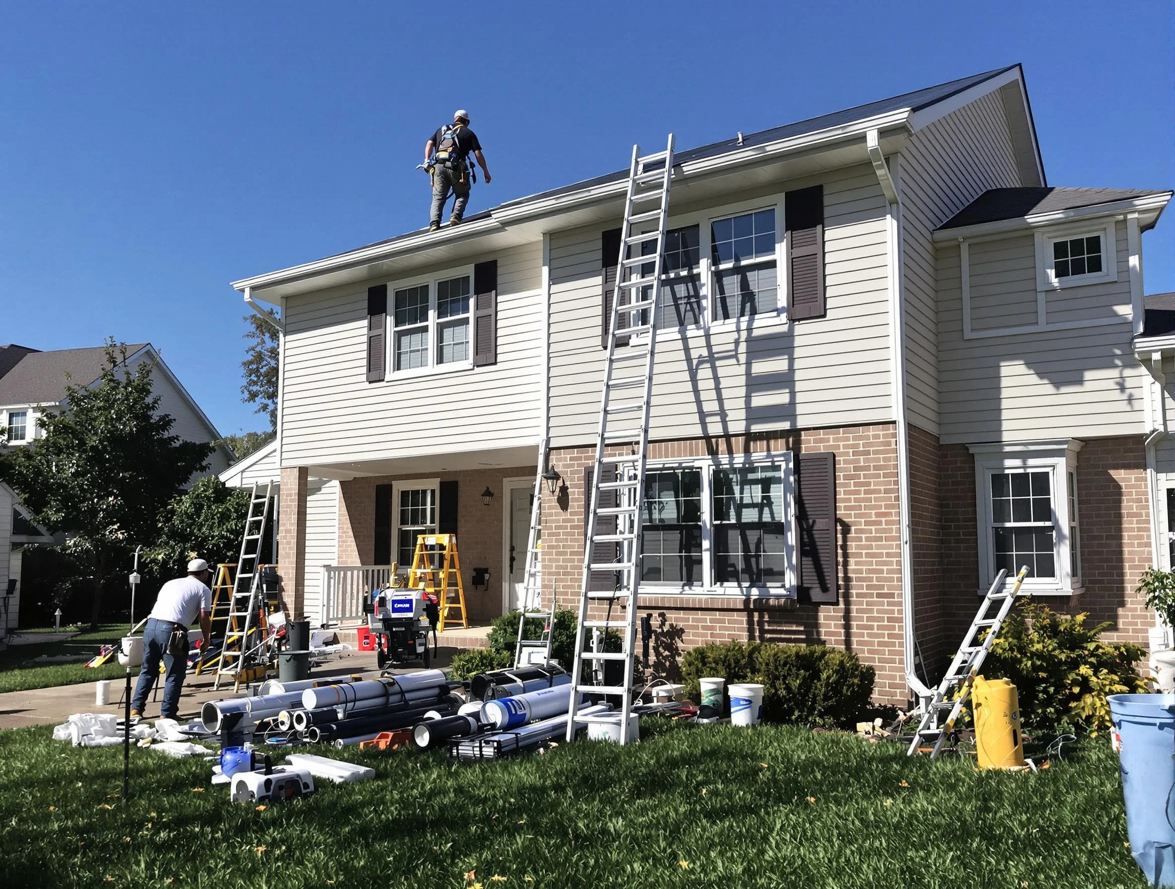 Fairview Park Roofing Company completing a gutter replacement in Fairview Park, OH