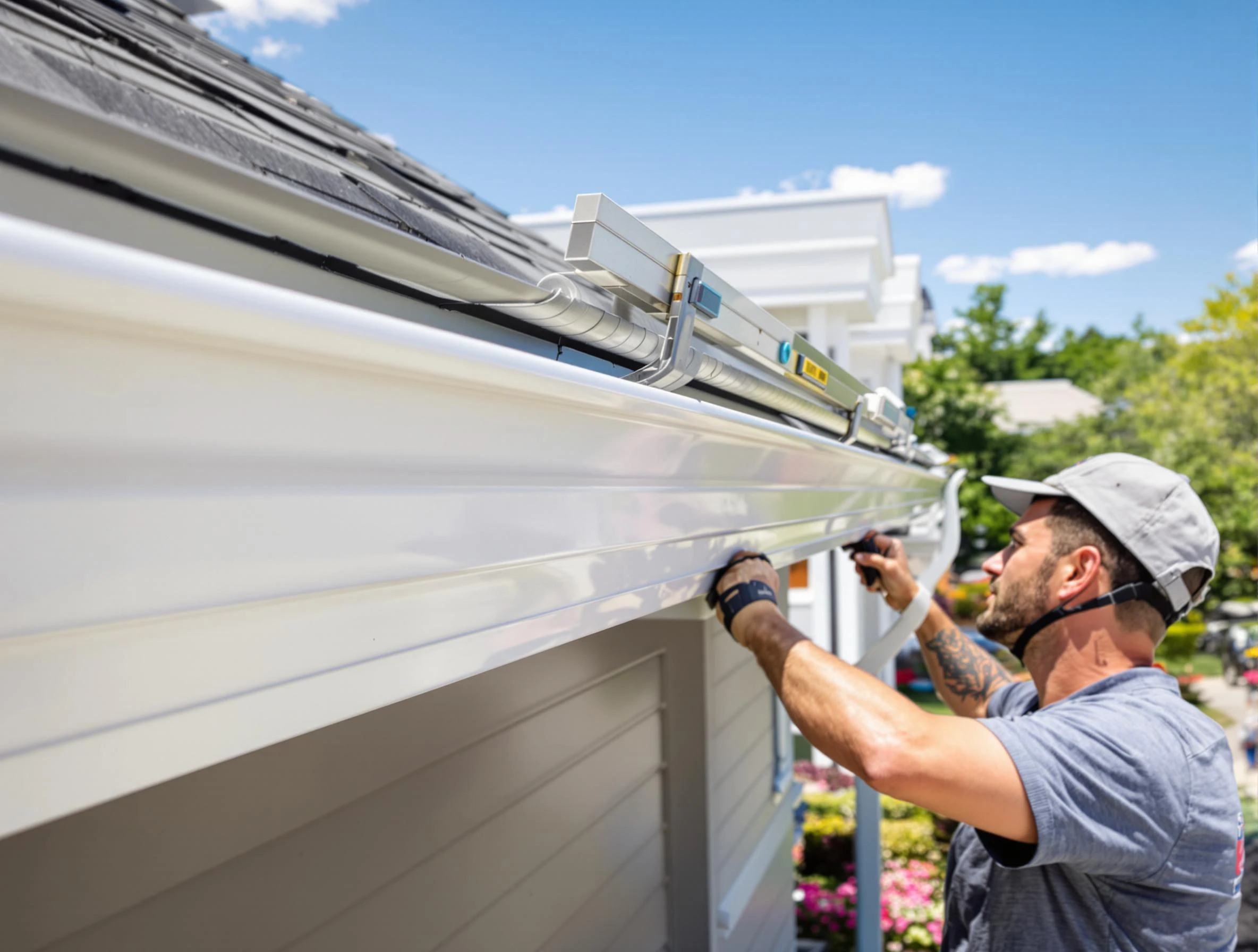 Newly installed gutters by Fairview Park Roofing Company for a home in Fairview Park, OH