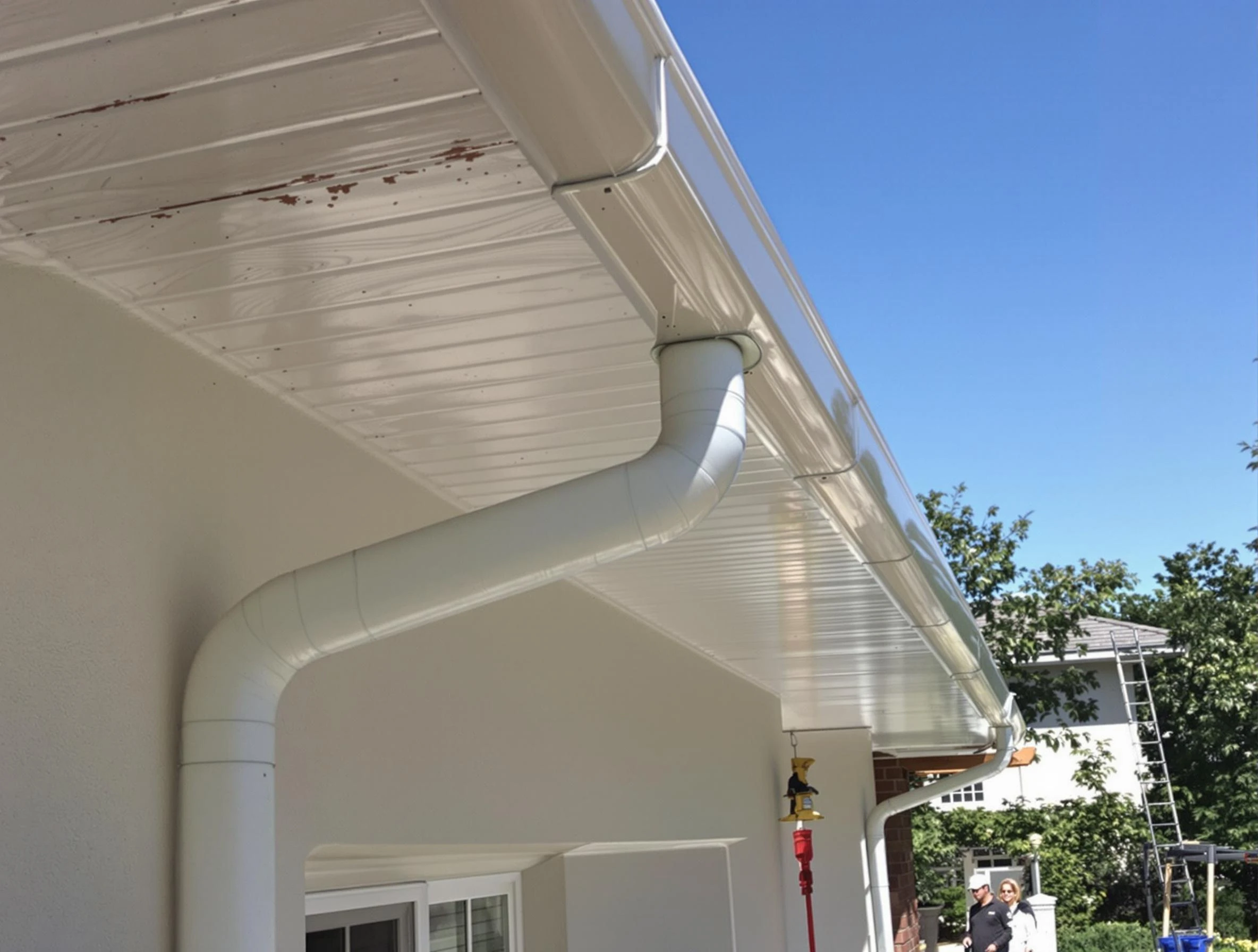 On-site seamless gutter fabrication by Fairview Park Roofing Company in Fairview Park, OH